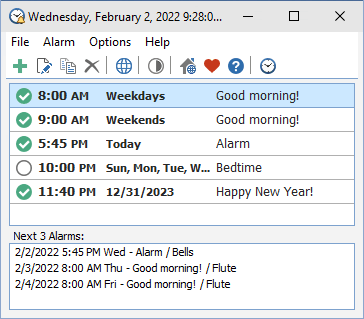Full-featured and free alarm clock for Windows